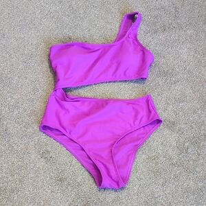 One-Shoulder Purple Bikini Set